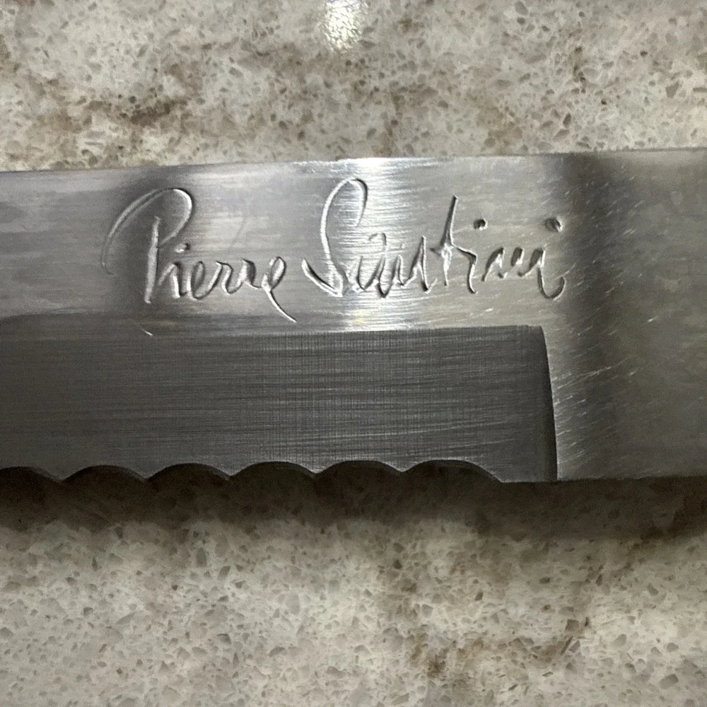 Vintage Pierre Santini Stainless Steel Serrated Carving Knife Wood Handle Japan